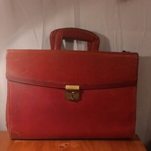Hartman By Sharif Vintage Elegant Red Leather Briefcase